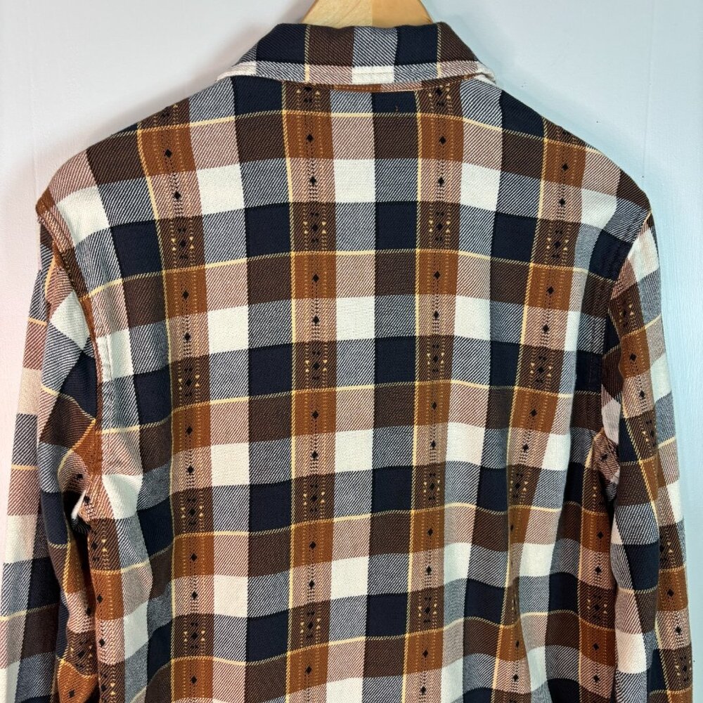 Frye Flannel Shirt Small Brown Plaid Long Sleeve Button-Up Cotton Men's - Picture 6 of 9